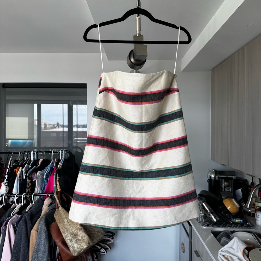 Cienne New York The Michele Cotton Striped Mini Dress Beige Multi NWT Size 8 - Picture 2 of 11